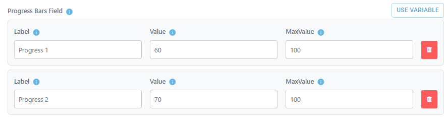 Progress Bars Field input controls