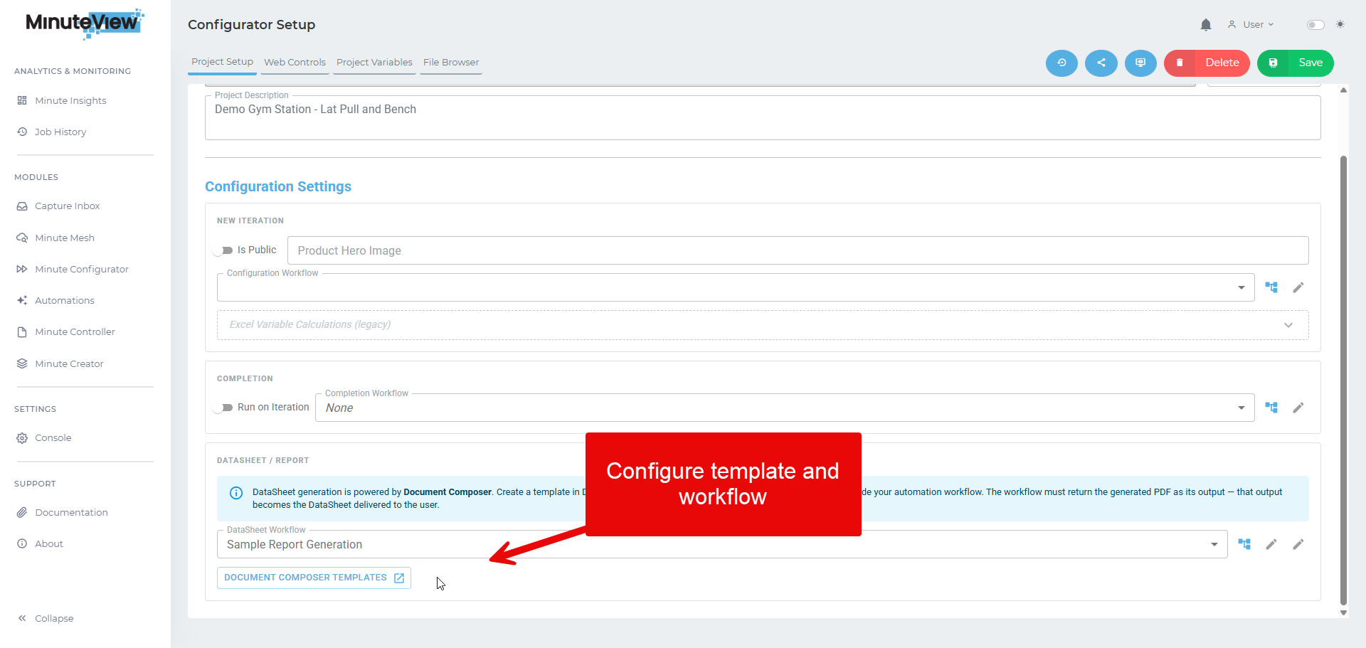 Configurator — Document Composer output configuration