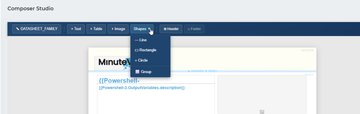 Template editor — main view