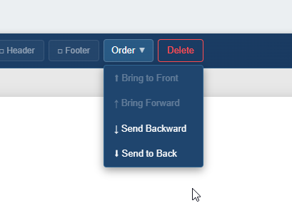 Draw order controls — send to front / send to back
