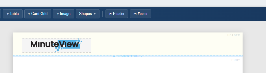 Header and footer sections in the Studio editor