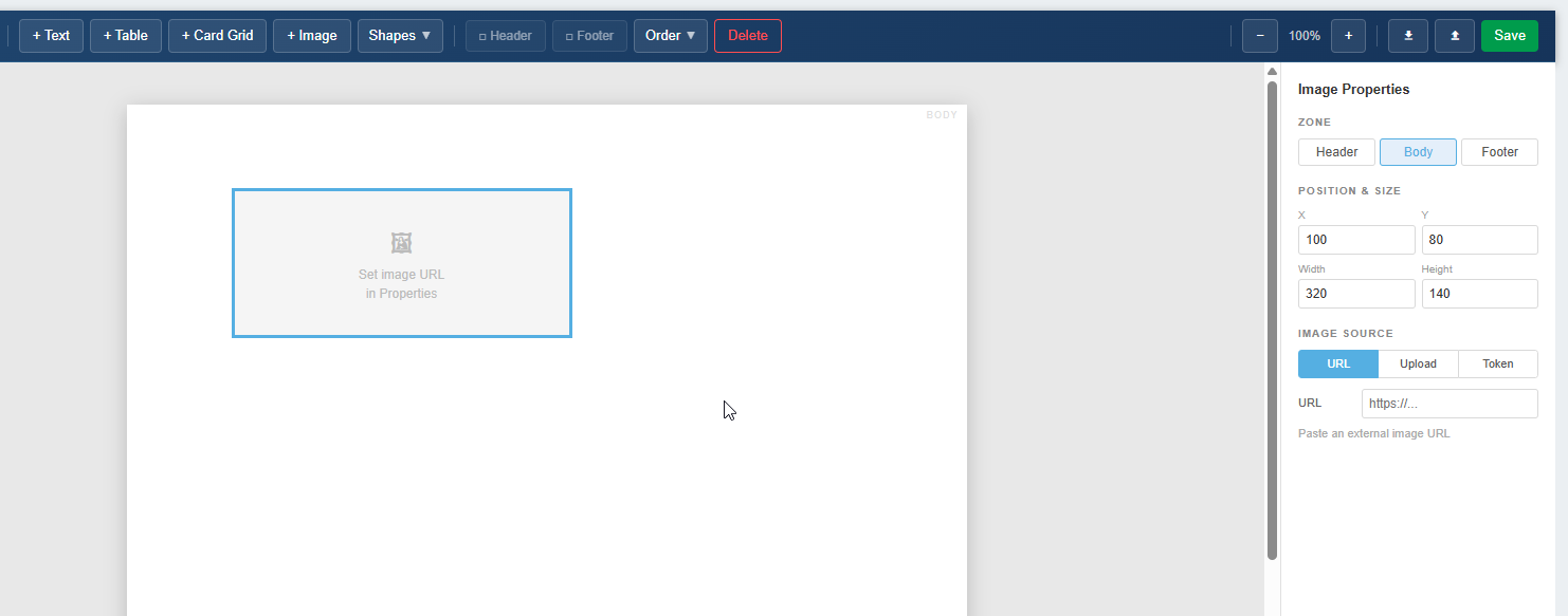 Image tool configuration dialog