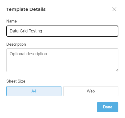 Clicking the template label to open properties