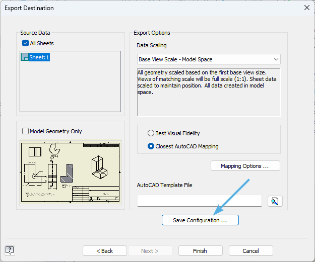 Inventor Export Destination Save Configuration INI File