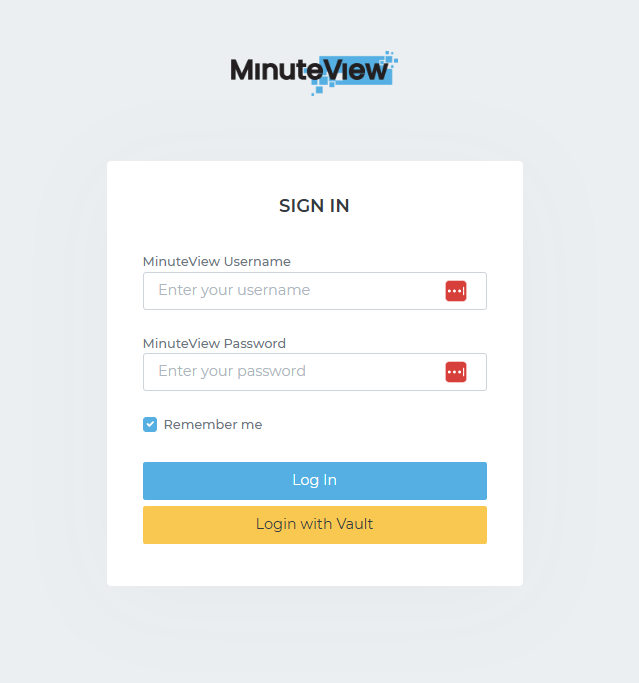 MinuteView Login Page