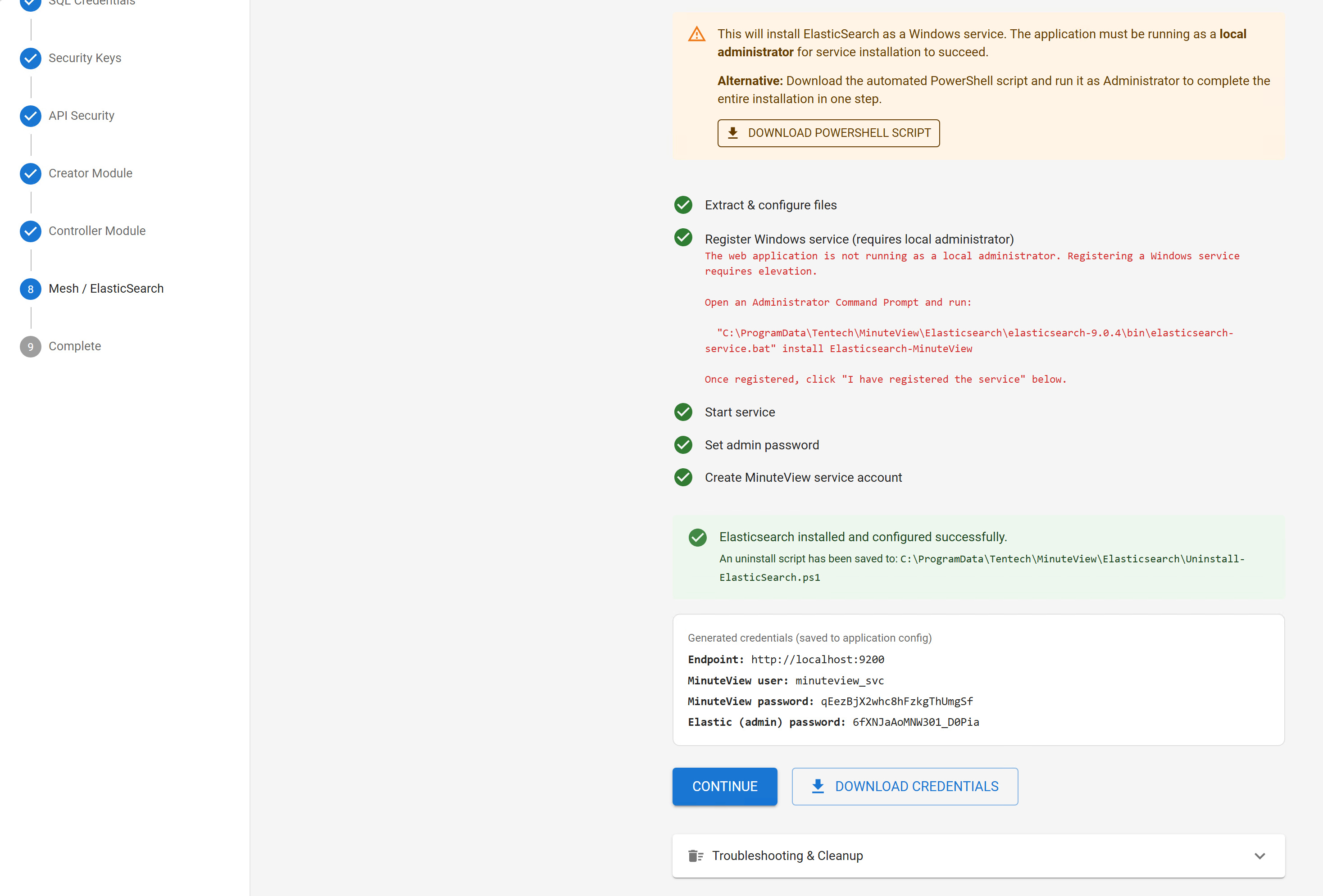 Save Elasticsearch Credentials
